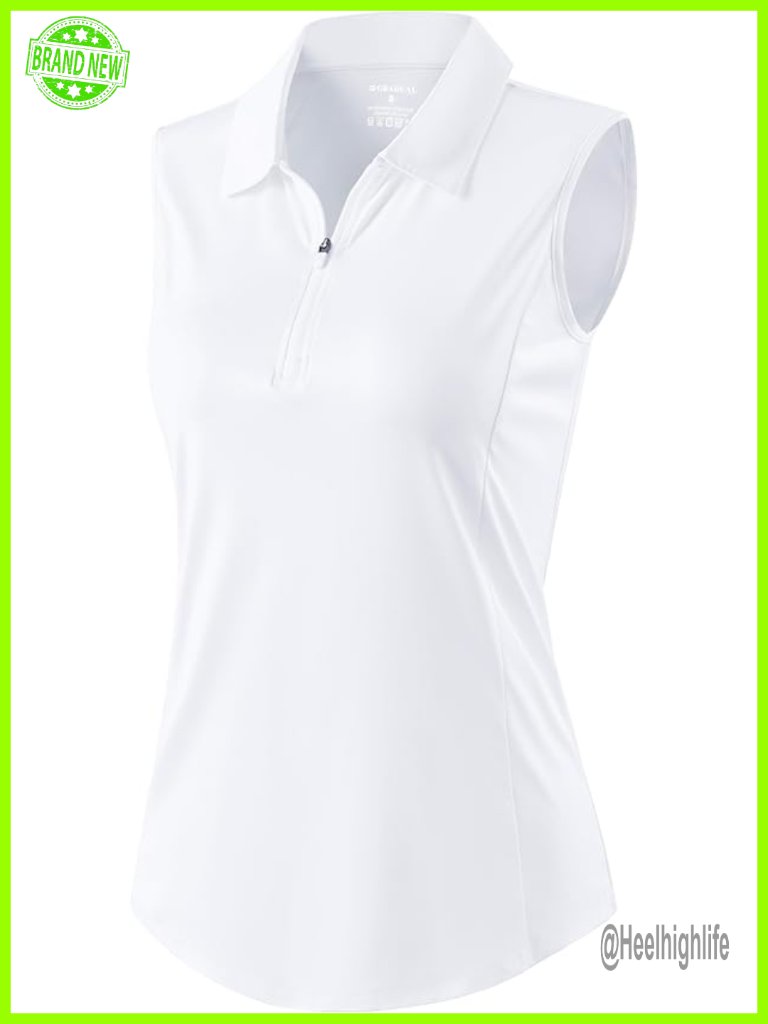 Sleeveless Polo Shirt With 1/4 Zip Collar, Upf 50+, Moisture Wicking For Golf
